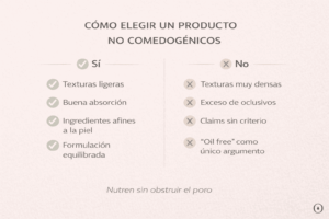 Cómo elegir un producto no comedogénico según su formulación y textura