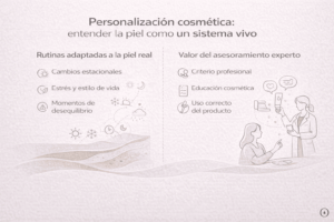 Personalización cosmética con rutinas adaptadas y asesoramiento profesional