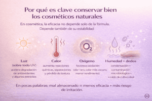 Factores que afectan la estabilidad de los cosméticos naturales: luz UV, calor, oxígeno y humedad