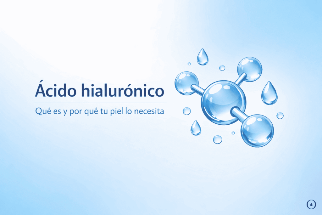 ácido hialurónico qué es y por qué tu piel lo necesita hidratación piel. Ilustración científica del ácido hialurónico, un ingrediente clave en cosmética vegana que mejora la hidratación y elasticidad de la piel.