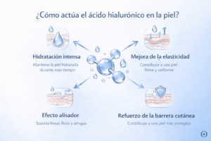 cómo actúa el ácido hialurónico en la piel hidratación elasticidad arrugas barrera cutánea