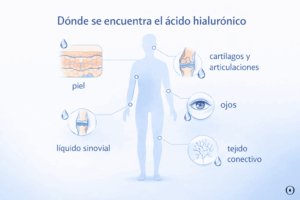 dónde se encuentra el ácido hialurónico en el cuerpo piel articulaciones ojos tejido conectivo