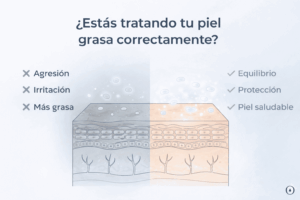 Error al tratar la piel grasa con productos agresivos que aumentan el sebo