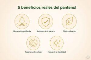 Beneficios del pantenol en la piel hidratación barrera calmante regeneración elasticidad