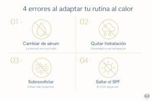 Cuatro errores al adaptar la rutina facial al calor: cambiar de sérum, quitar hidratación, sobreexfoliar y saltar el SPF