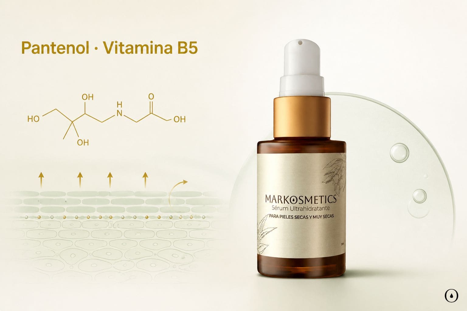 Pantenol en cosmética vitamina B5 reparadora en sérum ultrahidratante Markosmetics