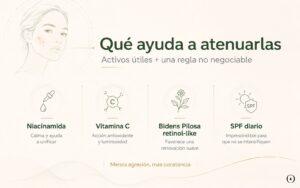 Activos para manchas postinflamatorias acné: niacinamida, vitamina C, Bidens Pilosa y SPF diario