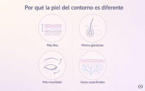 Infografía sobre por qué la piel del contorno de ojos es más fina y diferente