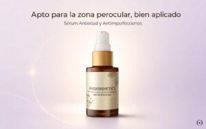 Sérum Antiedad y Antiimperfecciones de Markosmetics apto para zona perocular bien aplicado
